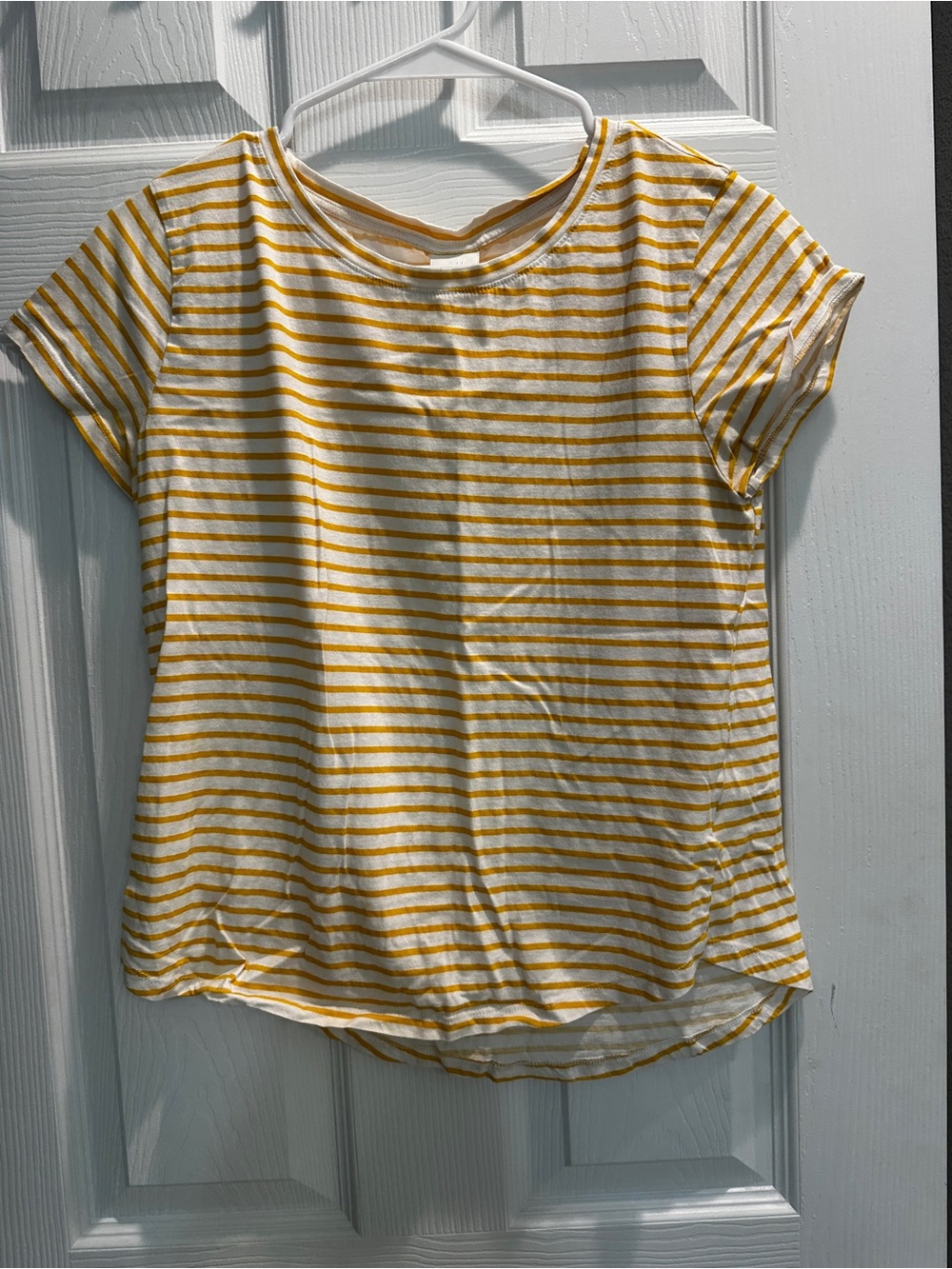 H&M White and Yellow Striped Short-Sleeve Tee